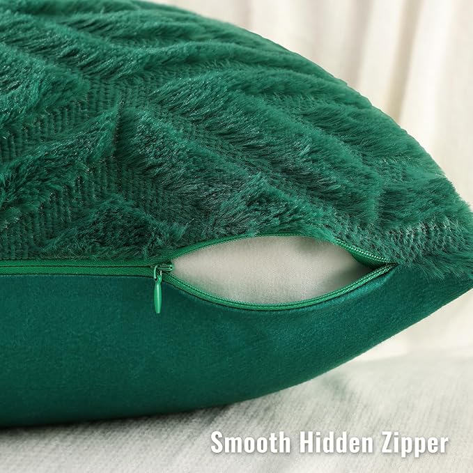 decorUhome Christmas Couch Throw Pillow Covers 16x16 Set of 2, Decorative Soft Plush Faux Wool Neutral Accent Pillow Covers for Bed Sofa Living Room, Green