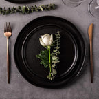 AmorArc Ceramic Dinner Salad Plates Set of 6, Wavy Rim 8.5 Inch Dish Set, The Dessert,Salad, Appetizer, Small Dinner etc Plate,Microwave, Dishwasher Safe, Scratch Resistant, Matte Black