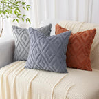Pallene Grey Throw Pillow Covers 20x20 Set of 2, Soft Plush Faux Fur Decorative Couch Pillow Covers for Sofa Bed Living Room Pillow Cases with 3D Diamond Pattern