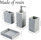Hymmah Bathroom Accessories Set,Toothbrush Holder,Farmhouse Bathroom Decor,4 Pcs Resin Gift Set Apartment Necessities, Contain Toothbrush Cup,Soap Dispenser,Soap Dish,Tumbler
