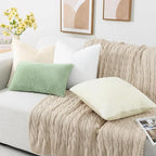 Pallene Faux Fur Plush Lumbar Throw Pillow Covers 12x20 Set of 2, Soft Fluffy Couch Pillow Covers for Living Room, White