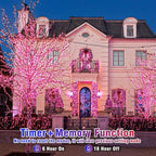 100ft Pink Christmas Lights Outdoor 300 LED Pink String Lights 8 Modes Clear Wire, Plug in Waterproof Twinkle Fairy Lights for Bedroom Indoor Wedding Christmas Party Decorations