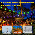 35FT Solar String Lights Outdoor, 11 Shatterproof LED Edison Bulbs, Dimmable RGB Color Changing Patio Lights with Remote. Waterproof for Garden Commercial Solar-Powered Decorative Lighting