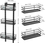 Orimade Adjustable Hanging Caddy, Bathroom Organizer Shelf Storage Rack, Rustproof Shower Basket, Matt Black 3 Tier