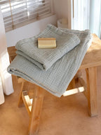4 Pieces Muslin Towel Set for Bathroom, Luxury 100% Turkish Cotton Thin Soft Quick-Dry Lint-Free Large Size Bath Hand Towel Sets (Sage Green, 2 Bath & 2 Hand Towel Set)
