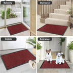 Yimobra Extra Large Door Mat Outside Entrance 60x36, Waterproof Heavy Duty Outdoor Mats for Front Door, Non Slip Rubber Entry Mat for Garage Patio Indoor, Easy Clean, Black Red