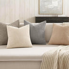 MIULEE Boho Farmhouse Neutral Cream Throw Pillow Covers 18x18 Inch Set of 4 Mordern Nordic Cushion Covers Soft Corduroy Home Decor for Couch Bed Sofa Living Room