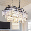Wellmet Black Crystal Chandelier, Modern Dining Room Chandeliers 36 Inches, Farmhouse K9 Linear Rectangle Chandelier for Living Room, Kitchen Island, Pool Table Light, Foyer