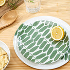Bzyoo 12-Piece Melamine Dinnerware Set - Leaf | Lightweight, Durable, BPA-Free | Dishwasher Safe Dish Set for Indoor & Outdoor Use - Perfect for Camping, BBQs, Kids