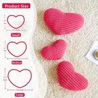 Hot Pink Heart Pillows, 12.9" Cute Heart Decorative Pillow, Stripe Heart Shaped Plush Throw Pillows for Bed