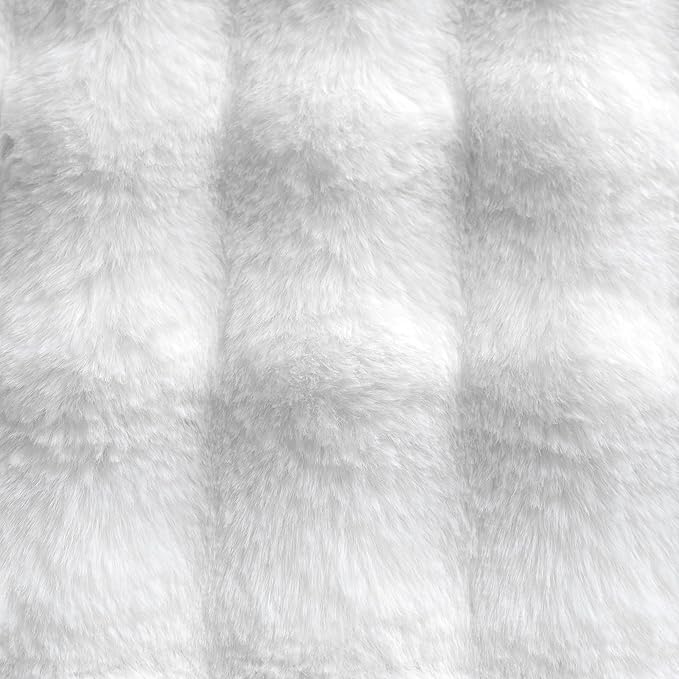 Neelvin Cream White Faux Fur Cozy Soft Double-Sided Decorative Throw Pillow Covers 18x18 inch Set of 2,Velvet Pillowcase Cushion Case for Sofa Couch