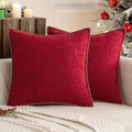 MIULEE Pack of 2 Christmas Pillow Covers 16x16 Inch Red Farmhouse Decorative Throw Pillow Covers with Stitched Edge Soft Chenille Solid Dyed Couch Pillow Covers for Sofa Bed Living Room
