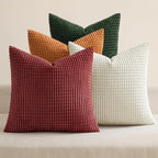 MIULEE Modern Farmhouse Decorative Pillow Covers 18x18 Inch Set of 4 Natural Rustic Throw Pillows Neutral Warm Soft Corduroy Couch Pillowcases Home Decor for Sofa Living Room Bed Christmas Red