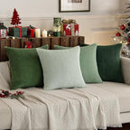 MIULEE Boho Farmhouse Sage Green Throw Pillow Covers 24x24 Inch Set of 4 Mordern Nordic Cushion Covers Soft Corduroy Christmas Home Decor for Couch Bed Sofa Living Room Forest Green