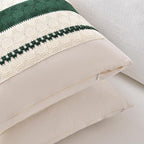 Fancy Homi Set of 2 Dark Green Boho Euro Decorative Throw Pillow Covers 26x26 Inch for Couch Bed Sofa Bedroom Indoors, Modern Farmhouse Vintage Forest Green Living Room Decor