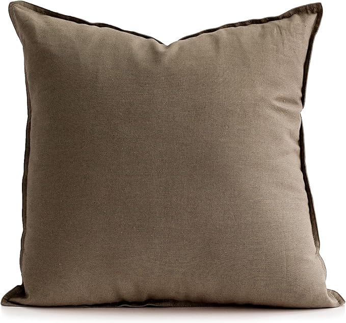 Jeanerlor 20"x20" Pillowcase Green Cousion Cover Decor Cotton Linen with Unique Design to Embellish Garden/Office/Chair/Bed/Couch,(50 x 50cm), Khaki