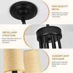 8-Light 39" Black with Fabric Shades Chandelier Farmhouse Linear Island Lighting Fixture Large Adjustable Pendant Lighting Fixtures for Living Room Kitchen Island Dining Room