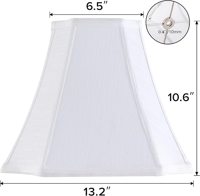 GOSO 13.2 Inch Off White Square Cut Corner Lamp Shade for Table Lamps,Floor Lamp, 6.5x13.2x10.6", Natural Linen, Replacement Lampshades Octangonal, Modern Lamps for Bedroom,Easy Assembly (1 Pc)