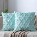 Set of 2 Soft Moroccan Throw Pillow Covers 20x20 Inch Plush Boho Decorative Pillow Cover Accent Cushion Case for Couch Sofa Bed, Light Aqua