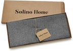 Solino Home Linen Table Runner 48 Inches - 100% Pure Linen Charcoal Grey Table Runner 14 x 48 Inch Ideal for Dresser and Coffee Tables - Athena - Halloween, Thanksgiving