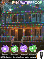 Smart LED Halloween String Lights with Remote & App 132FT 400LED, Waterproof RGB Dimmable Clear Wire Christmas Lights, Color Changing Christmas Tree Light Outdoor Indoor with Timer for Halloween Decor
