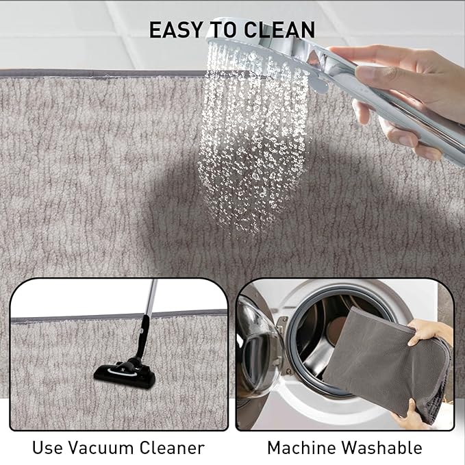 Bath Mats 24x17 Non-Slip Absorbent Bathroom Rug, Quick Dry Machine Washable Shower Tub Mat with Rubber Backing, Soft Floor Carpet for Bathroom Decor Bark Light Gray