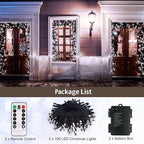 2 Pack String Lights Battery Operated, 33Ft 100 LED Christmas Fairy Lights Waterproof Green Wire Tree Lights with Remote 8 Modes Timer for Bderoom Garden Party Wedding Decoration (Cool White)