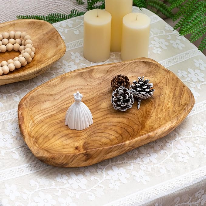 Root Wood Dish, Party Platter and Tray for Sandwich Bread Serving, appetizer display, Vintage ring dish, Hand Carved Artworks (11-12 inch)