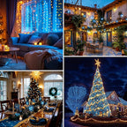 C9 Blue and Clear Christmas String Lights, Outdoor Christmas Lights String, Hanging Roofline Lights, Patio Lights for Outdoor Decor, Green Wire, 25 Feet