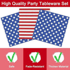 Disposable cutlery set for 16 guests -69 pieces, including 7-inch/9-inch plates, napkins, tablecloths, and forks, suitable for birthdays, weddings, picnics, baby showers, and events (Blue and white)