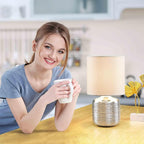 Lampwell Beno Small Table Lamp for Living Room as Bedside Table Lamp for Bedroom,Modern Ceramic Table Lamp,Kids Table Lamp,Night Table Lamp,Φ6.3×H11.81IN,Bulb Excluded,Grey Chrome Table Lamp