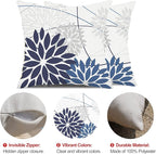 Blue Flower Pillow Covers 20x20 Inch Set of 2 Dark and Light Blue Colored Pillow Farmhouse Outdoor Waterproof Decor for Patio Funiture Garden Summer Floral Polyester Square Cushion Cover 01D20