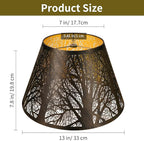 Metal Lamp Shade, ALUCSET Barrel Lampshade with Pattern of Trees Lampshades for Table Lamp, Metal Lamp Shades 7" Top x 13" Bottom x 7.8" High Spider Fitter, Bronze Gold