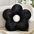Flower Pillows, Soft Flower Shaped Pillow with Home Decorative for Couch Chair Bed,Flower Floor Throw Pillows for Adults Bedroom Living Room (Black, 15 Inches)