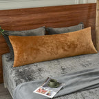 PHF Super Soft Velvet Zippered Body Pillowcase, No Insert, 1 Pack Luxury Cozy Warm Pillow Sham Cover with Zipper, 20"X 54" Long Cozy Fuzzy Flannel Pillow Case, Brownish Camel