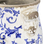 Vintage Blue Ceramic Ice Crack Glaze Flower Pot with Drainage Holes and With Handle, Country Rustic Planters for Indoor and Outdoor,Tuscan Decor,Home,Living Room, Garden Decor, Gardening Gift (Blue)