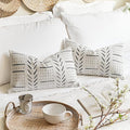 BlissBlush Off White Decorative Lumbar Throw Pillow Covers 12X20, Set of 2, Boho Farmhouse Cushion Cover, Soft Accent Pillowcase for Couch Sofa Bed Living Room Home Décor