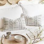 BlissBlush Off White Decorative Lumbar Throw Pillow Covers 12X20, Set of 2, Boho Farmhouse Cushion Cover, Soft Accent Pillowcase for Couch Sofa Bed Living Room Home Décor