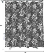 Vandarllin Christmas Shower Curtain, Grey White Snowflakes Pattern Shower Curtains Set with Hooks, Winter Waterproof Fabric Bathroom Curtains Decor Home Accessories,72 X 72 Inch Long