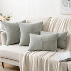 MIULEE Silver Grey Corduroy Pillow Covers Pack of 2 Boho Decorative Spliced Throw Pillow Covers Soft Solid Couch Pillowcases Cross Patchwork Textured Cushion Covers for Living Room Bed Sofa 12x20 inch