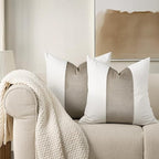 EVERGRACE x Kinsey Walsh Signature Velvet Panel Cotton Pillow Covers Set of 2, Decorative Pillow Covers 20"x20" for Couch, Square Cushion Cases for Sofa Bedroom Living Room, Sand Dune