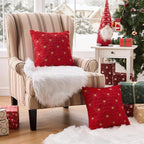 MIULEE Christmas Pillow Covers 18x18 Inch Set of 2, Red Christmas Tree Plush Faux Fur Pillowcases Soft Decorative Throw Pillow Cases for Couch Sofa Living Room Winter Xmas Holiday Home Decor