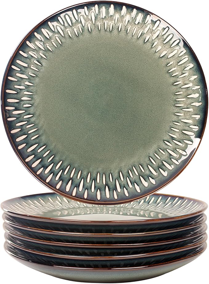 7.9-Inch Porcelain Plates Set, for Appetizer, Dinner Plates, Salad, Dessert, Snacks, Serving Plate Set of 6, Microwave and Dishwasher Safe, apply Home, Restaurant