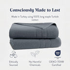 Brooklinen Super-Plush Turkish Cotton Bath Sheets Set of 2 Cotton, 820 GSM, Highly Absorbent, Machine Washable, Perfect for Home & Bathroom (40" x 65", Slate Grey)