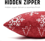 Reversible Christmas Pillow Covers 14x36, Chenille Double-Sided Snowflake & Tree, Cozy Farmhouse Holiday Throw Pillowcases with Hidden Zipper for Sofa, Couch and Bed(Red,36x14)