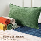 decorUhome Christmas Couch Throw Pillow Covers 24x24 Set of 2, Decorative Soft Euro Neutral Chenille Pillow Covers with Elegant Design for Sofa Bed Living Room Home Decor, Moss Green
