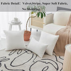 Home Brilliant Spring Pillow Covers 26 x 26 Set of 2 Super Soft Striped Corduroy Velvet Decorative Euro Throw Pillow Sham Cushion Cover for Baby, 26x26 inch, Creamy White