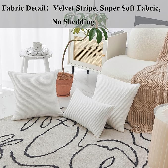 Home Brilliant Set of 2 Decorative Pillow Covers Sofa Cushion Covers Accent Pillows for Couch, 55x55 cm, 22 x 22 Inch, Creamy White