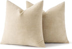 MIULEE Pack of 2 Decorative Throw Pillow Covers Soft Chenille Throw Pillows Solid Textured Cushion Covers for Couch Sofa Bedroom Living Room 20x20 Inch, Beige