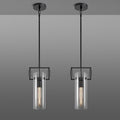 Modern Black Knurled Kitchen Island Pendant Lights 2 Pack,12'' Glass Island Pendant Light,Farmhouses Pendant Light, for Kitchen,Dining Room,Bathroom,Bulbs Included